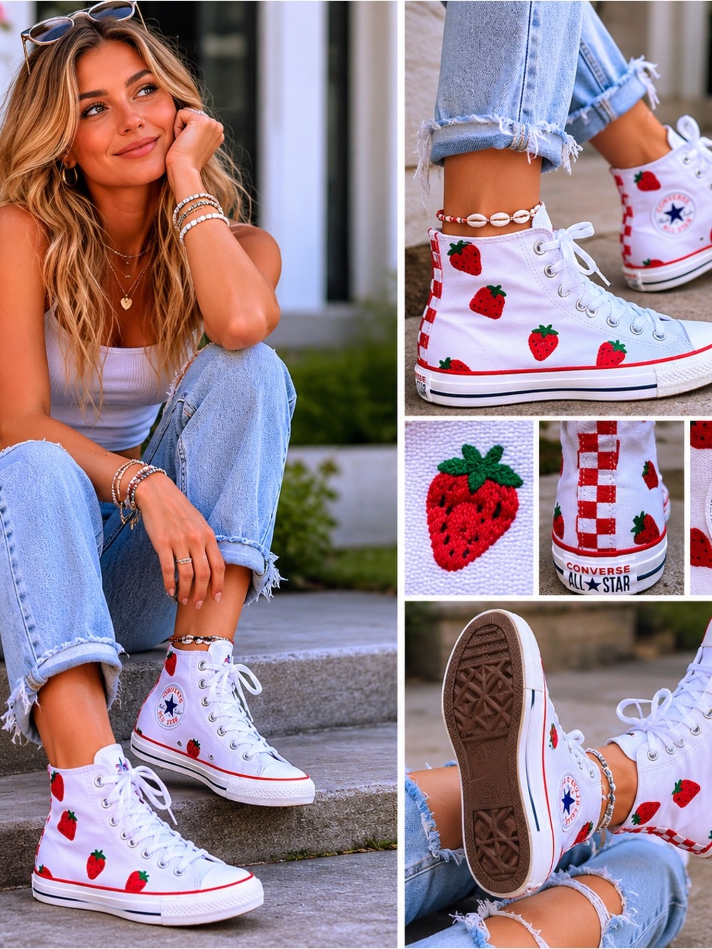 Converse Chuck Taylor All Star Strawberry Print High Top Sneakers Women’s 9
